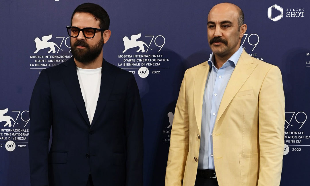 هومن سیدی محسن تنابنده در فوتوکال فیلم جنگ جهانی سوم در جشنواره فیلم ونیز 2022